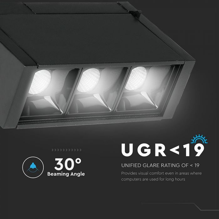 3W(240Lm) 24V LED magnetiline lineaarne valgusti, IP20, V-TAC, must, soe valge valgus 3000K
