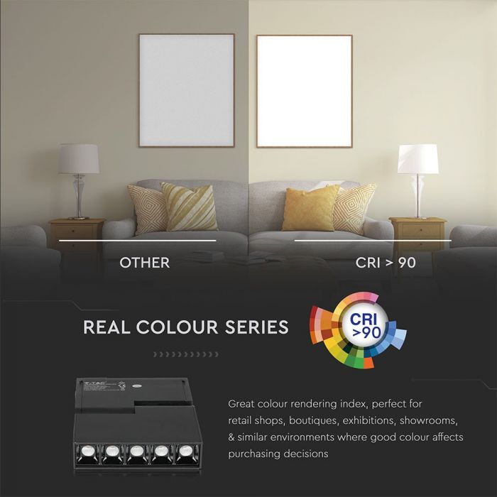 Светодиодный магнитный линейный светильник 10W(700Lm) 24V, IP20, V-TAC, черный, теплый белый свет 3000K