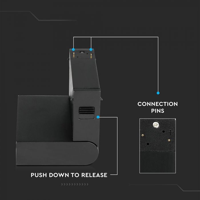 Светодиодный магнитный линейный светильник 10W(700Lm) 24V, IP20, V-TAC, черный, теплый белый свет 3000K