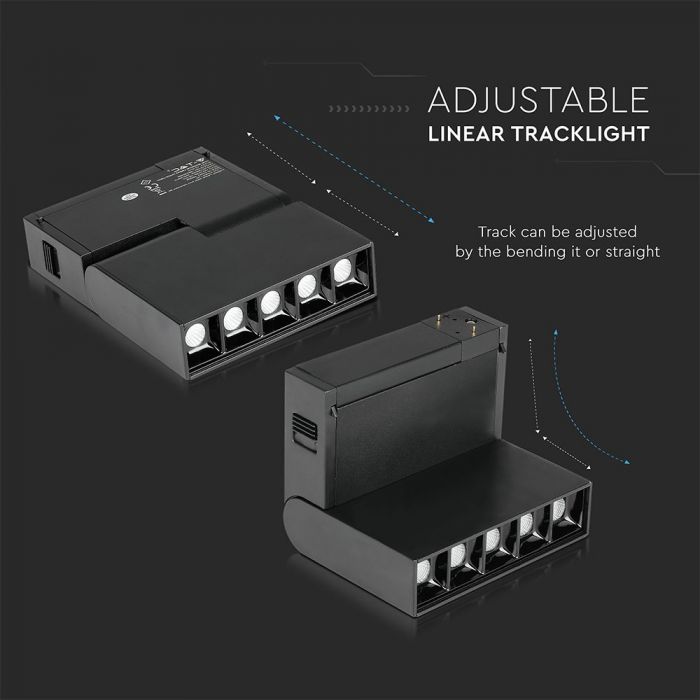 Светодиодный магнитный линейный светильник 10W(700Lm) 24V, IP20, V-TAC, черный, теплый белый свет 3000K