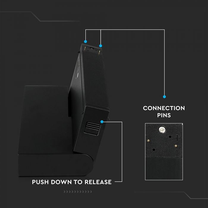 20W(1200Lm) 24V светодиодный магнитный линейный светильник, IP20, V-TAC, черный, теплый белый свет 3000K