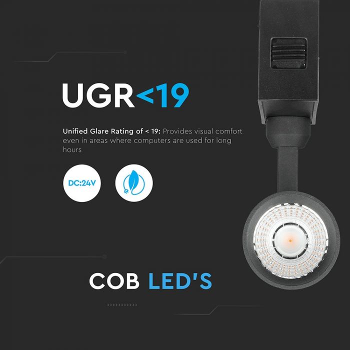 15W(900Lm) DC:24V LED-magnetarmatur, IP20, DC:24V, V-TAC, svart, varmvitt ljus 3000K
