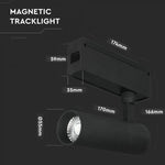 15W (900Lm) 24V LED magnetiline valgusti, IP20, DC:24V, V-TAC, must, neutraalne valge valgus 4000K