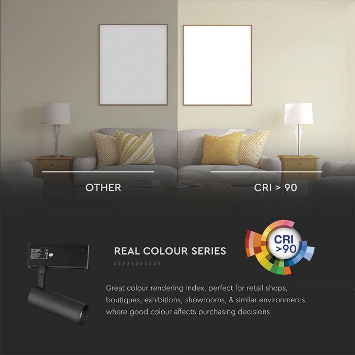 15W(900Lm) 24V светодиодный магнитный светильник, IP20, DC:24V, V-TAC, черный, нейтральный белый свет 4000K