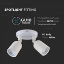 LED Griestu gaismeklis, 2XGU10, balts, V-TAC, IP20, max 2x35W