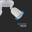 LED Griestu gaismeklis, 2XGU10, balts, V-TAC, IP20, max 2x35W