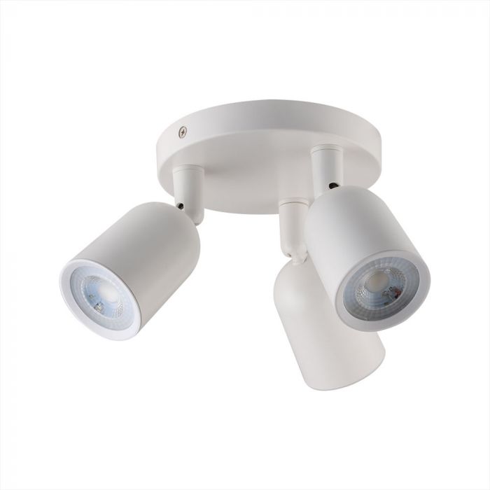 LED Griestu gaismeklis, 3XGU10, balts, V-TAC, IP20, max 3x35W