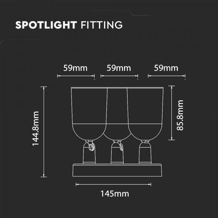 LED Ceiling light, 3XGU10, white, V-TAC, IP20, max 3x35W