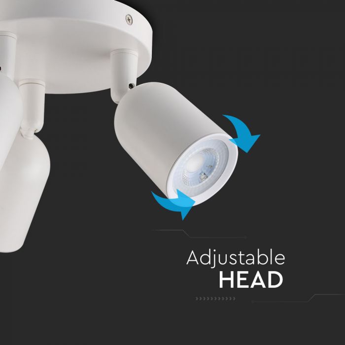 LED Ceiling light, 3XGU10, white, V-TAC, IP20, max 3x35W