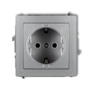 Розетка 1-контактная, механическая DECO с заземлением SCHUKO 2P+Z, з/у, IP20, серебристый металлик