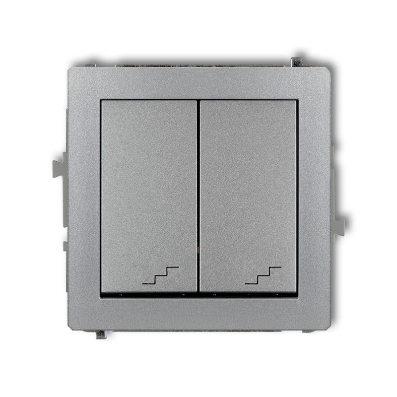 Effektbrytare 1+1 mekanism DECO, z/a, IP20/IP44, silver metallic