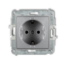 1-pin socket, mechanical MINI with earthing SCHUKO 2P+Z, z/a, IP20, silver metallic