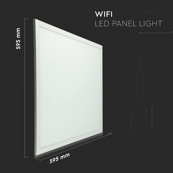 40W(4800Lm) WIFI LED SMART panelis, savietojams ar Alexa un Google Home, 595x595mm(600x600mm), dimmējams, IP20, V-TAC