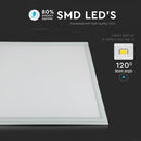 45W(3600Lm) LED panelis 595x595mm(600x600mm), V-TAC, CRI>95, auksti balta gaisma 6400K, komplektā barošanās bloks