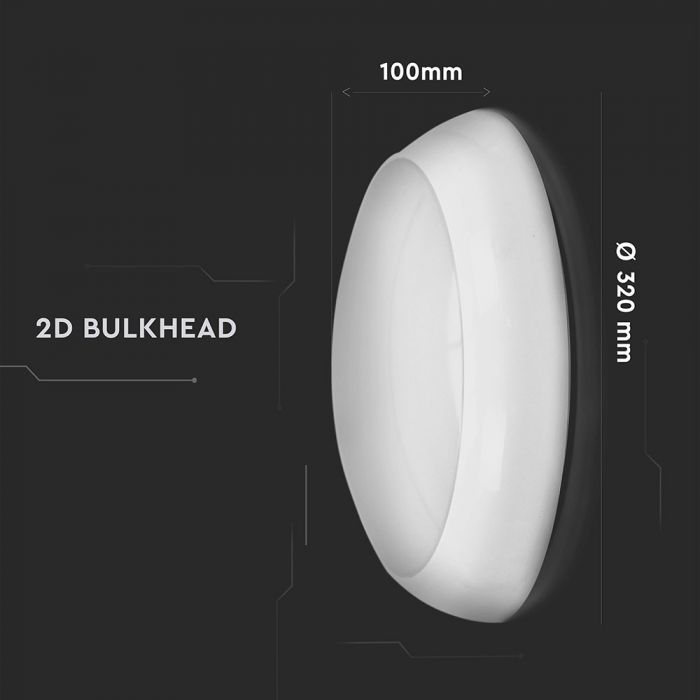 17W(1500Lm) LED plafons, balts, apaļš, IP65, V-TAC SAMSUNG, ar mikroviļņu sensoru un avārijas akumulatoru, neitrāli balta gaisma 4000K