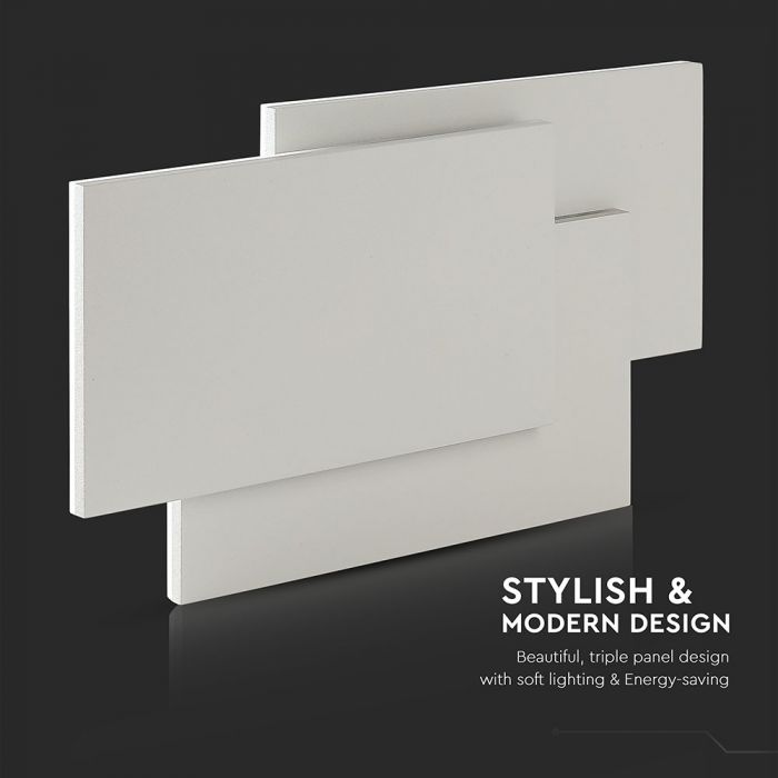 Provförsäljning 12W(1100Lm) LED-vägglampor, fyrkantiga, V-TAC, IP20, aluminium, neutralvit 4000K