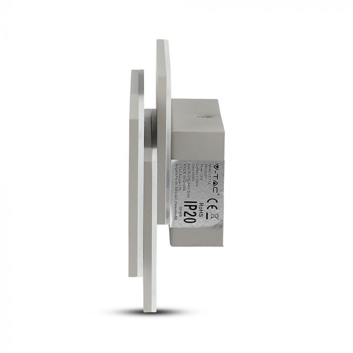 Provförsäljning 12W(1100Lm) LED-vägglampor, fyrkantiga, V-TAC, IP20, aluminium, neutralvit 4000K