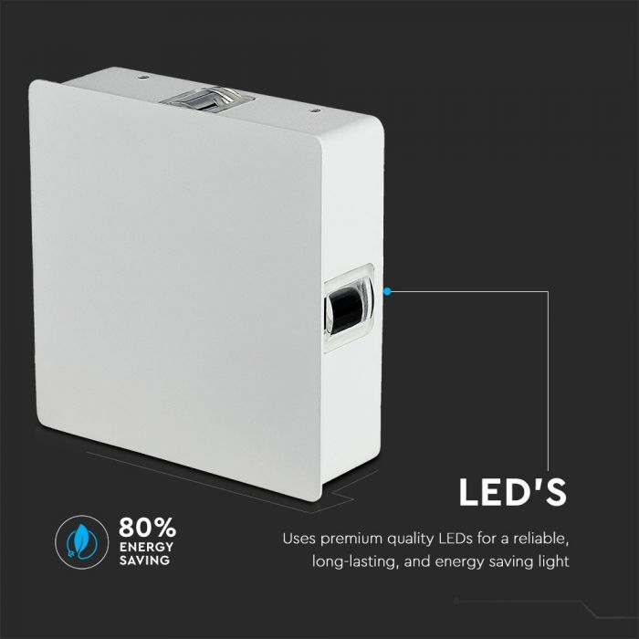 4W(440Lm) LED-fassaadivalgusti, kandiline, V-TAC, IP65, alumiinium, soe valge valgus 3000K