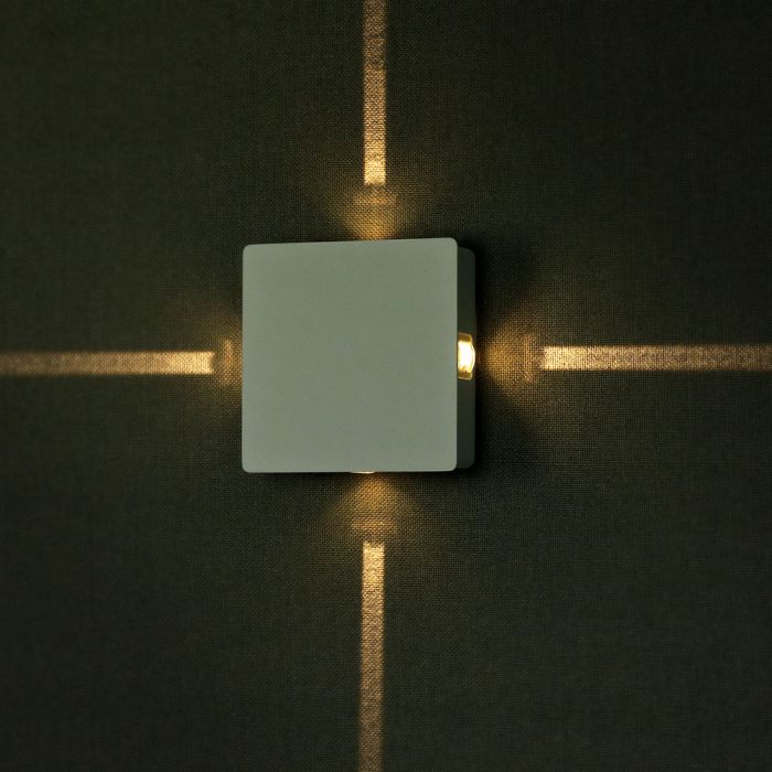 4W(440Lm) LED Fasādes gaismeklis, kvadrāta, V-TAC, IP65, alumīnija, silti balta gaisma 3000K