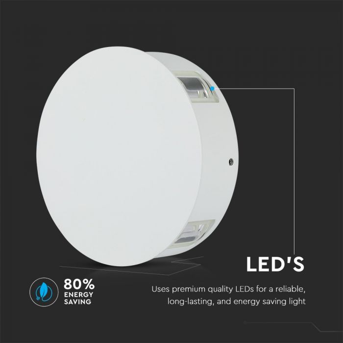 4W(440Lm) LED Facade light, round, V-TAC, IP65, aluminium, warm white light 3000K
