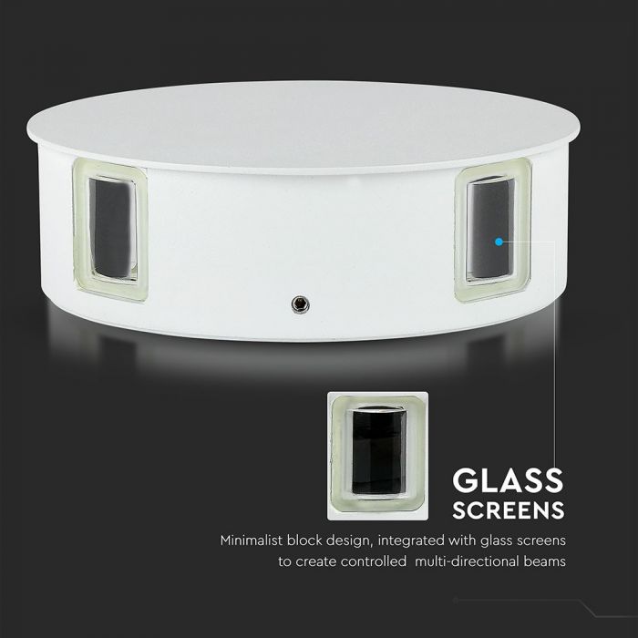 4W(440Lm) LED Facade light, round, V-TAC, IP65, aluminium, warm white light 3000K