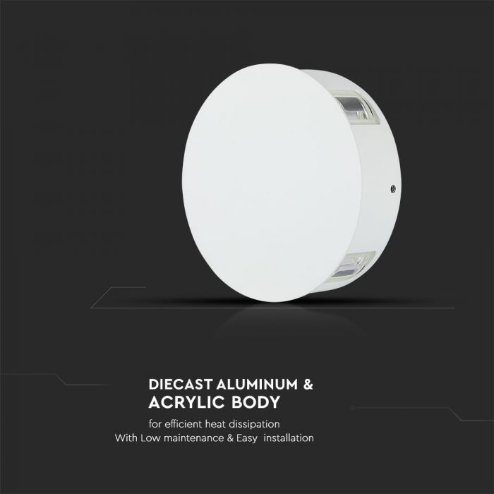 4W(440Lm) LED Facade light, round, V-TAC, IP65, aluminium, warm white light 3000K