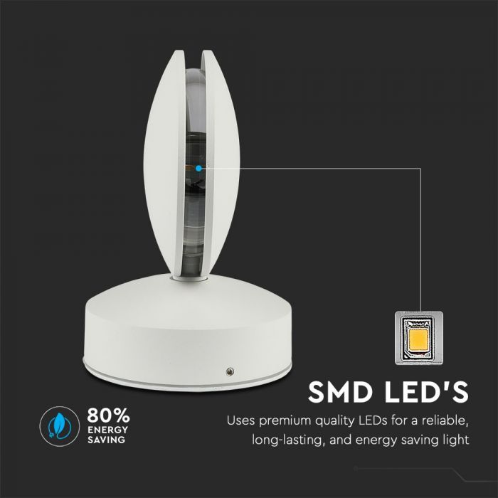 7W(770Lm) LED Fasādes gaismeklis, apaļš, V-TAC, IP65, alumīnija, silti balta gaisma 3000K