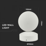 7W(770Lm) LED Fasādes gaismeklis, apaļš, V-TAC, IP65, alumīnija, silti balta gaisma 3000K