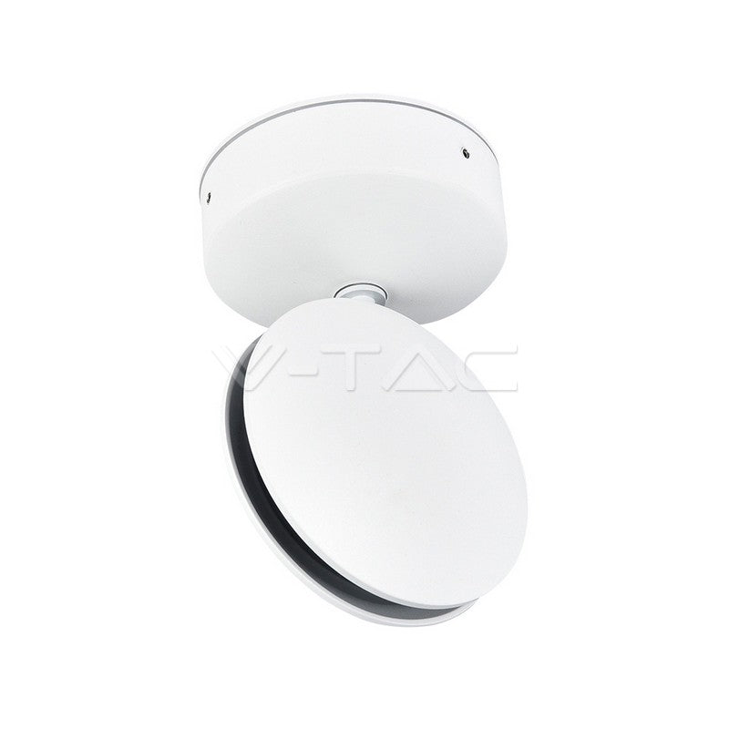7W(770Lm) LED Fasādes gaismeklis, apaļš, V-TAC, IP65, alumīnija, silti balta gaisma 3000K