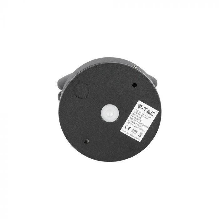 7W(770Lm) LED Fasādes gaismeklis, apaļš, V-TAC, IP65, alumīnija, neitrāli balta gaisma 4000K