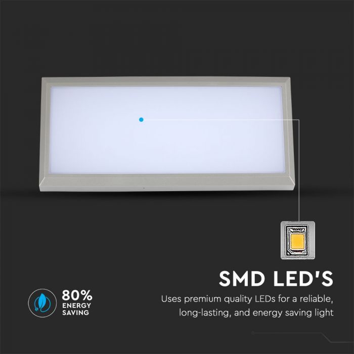 20W(1000Lm) LED-fasadarmatur, V-TAC, IP65, grå, kallvit 6400K