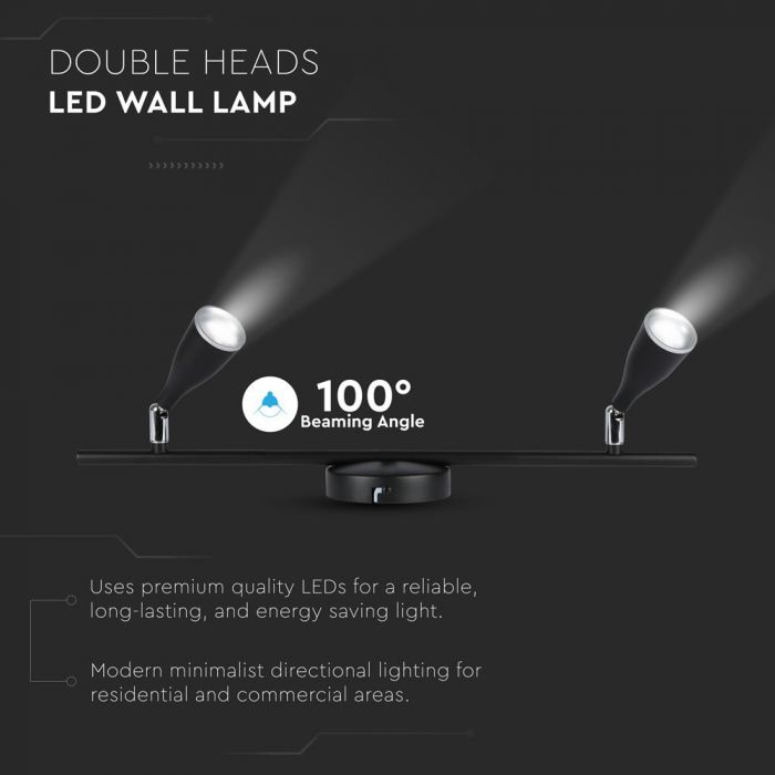 2x4.5W(680Lm) LED Wall lamp, V-TAC, IP20, warm white light 3000K