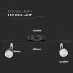 2x4.5W(680Lm) LED seinavalgusti, V-TAC, IP20, soe valge valgus 3000K