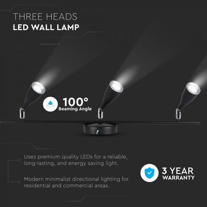 13.5W(1000Lm) LED seinavalgusti, V-TAC, IP20, soe valge valgus 3000K