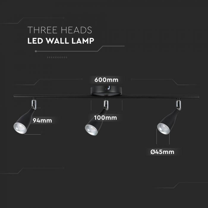 13.5W(1000Lm) LED seinavalgusti, V-TAC, IP20, soe valge valgus 3000K