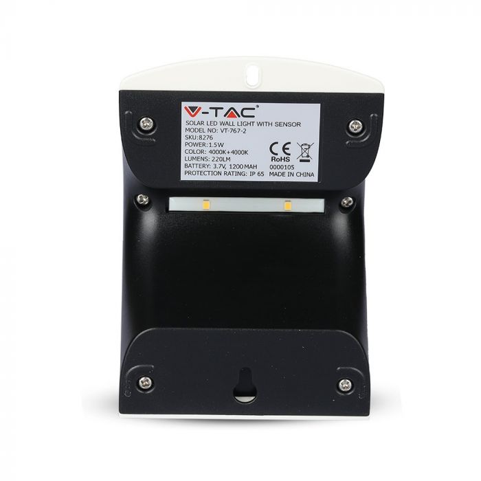 3W (500Lm) LED päikesevalgusti liitiumakuga, IP65, valge, VTAC, neutraalne valge valgus 4000K