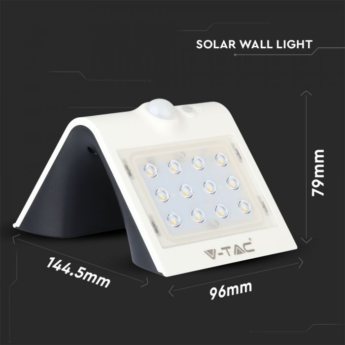 1.5W(220Lm) LED solar light for house facade with lithium battery, IP65, V-TAC