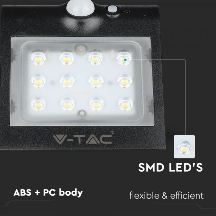1,5W (220Lm) LED-solarmatur för husfasad med litiumbatteri, IP65, V-TAC