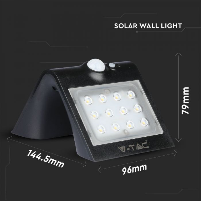 1,5W (220Lm) LED-solarmatur för husfasad med litiumbatteri, IP65, V-TAC