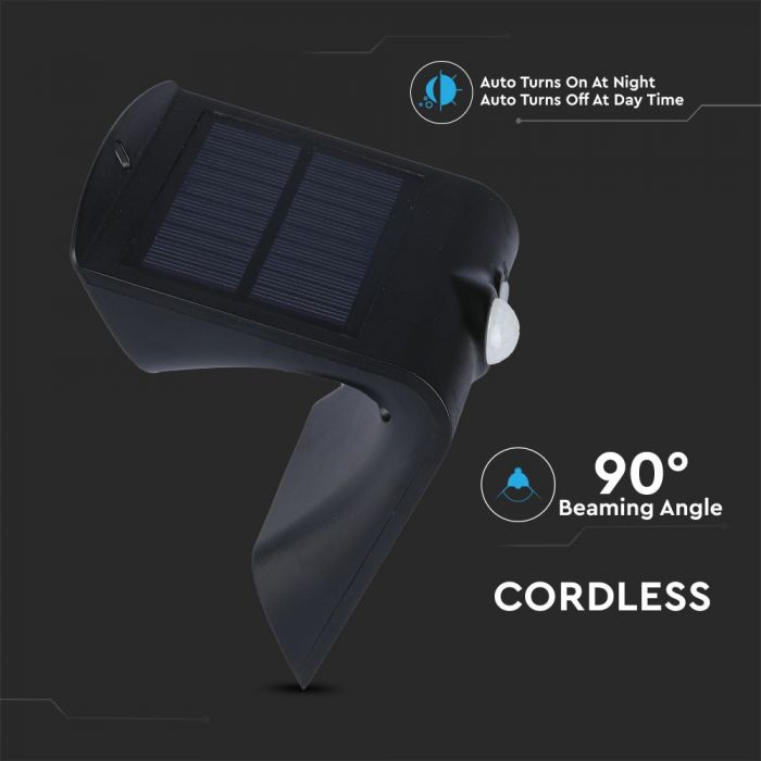 1,5W (220Lm) LED-solarmatur för husfasad med litiumbatteri, IP65, V-TAC