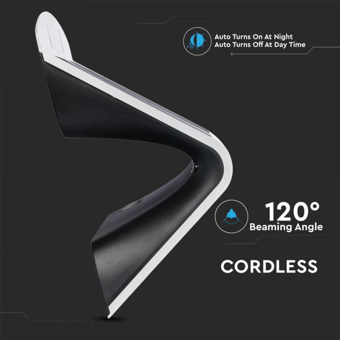 6.8W(800Lm) LED solar luminaire with lithium battery, IP65, white, V-TAC