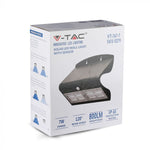 7W(850Lm) LED solar luminaire for house facade with lithium battery, IP65, V-TAC, neutral white light 4000K