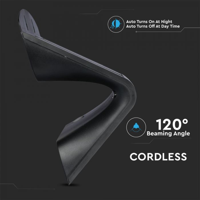 7W (850Lm) LED päikesevalgusti maja fassaadile liitiumakuga, IP65, V-TAC, neutraalne valge valgus 4000K