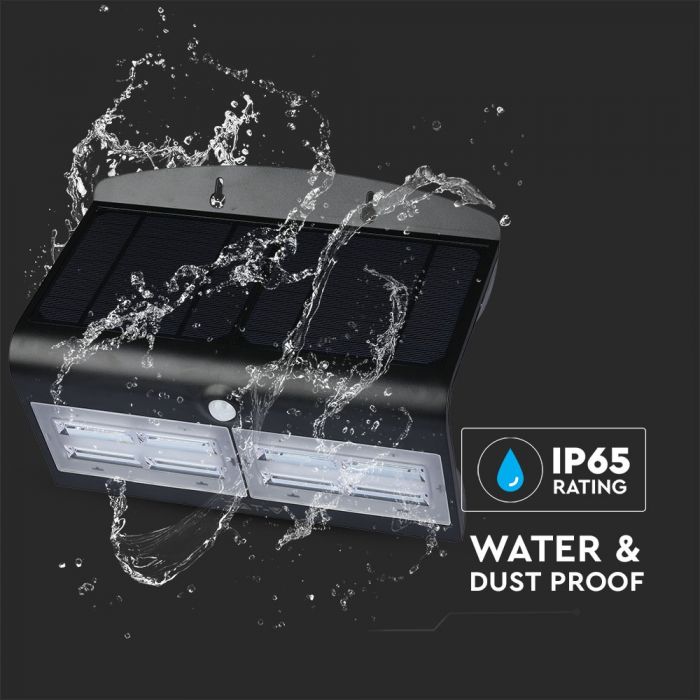 7W (850Lm) LED päikesevalgusti maja fassaadile liitiumakuga, IP65, V-TAC, neutraalne valge valgus 4000K