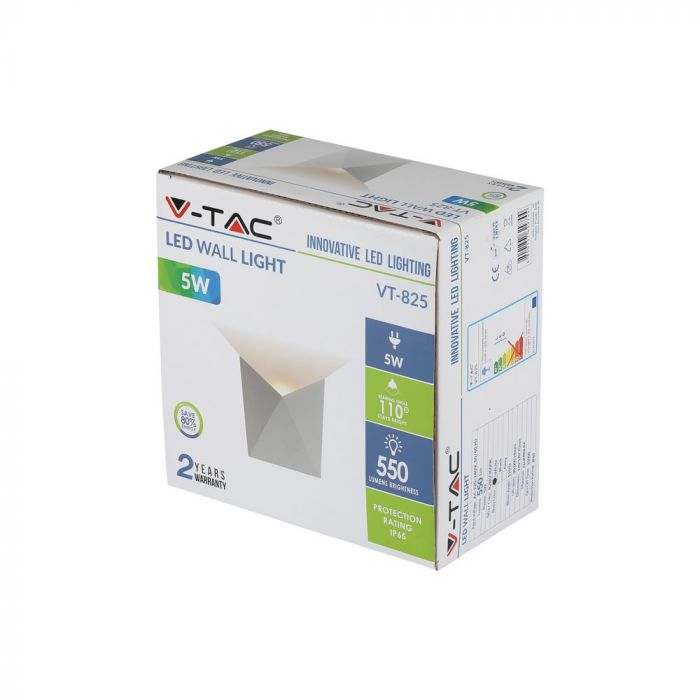 5W(550Lm) LED fassaadivalgusti, V-TAC, IP65, soe valge valgus 3000K