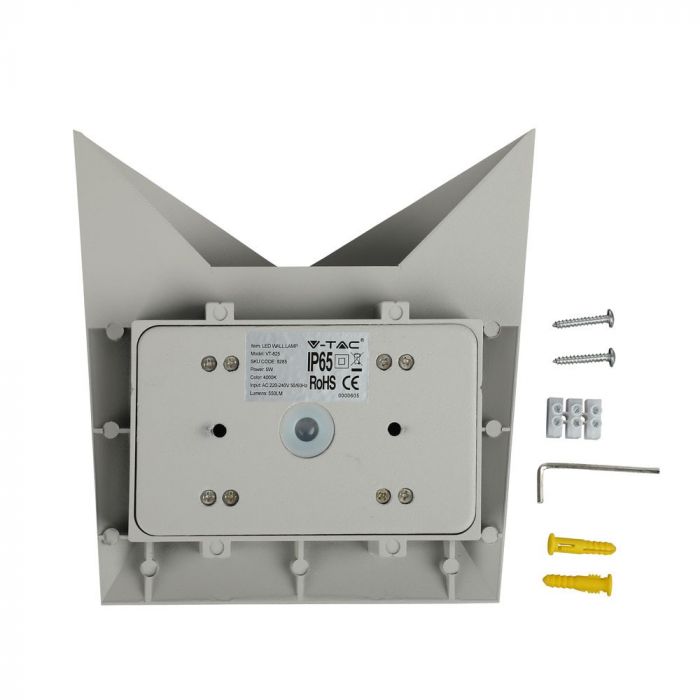 Фасадный светодиодный светильник 5W(550Lm), V-TAC, IP65, серый, нейтральный белый 4000K