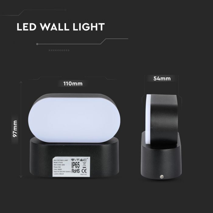 6W(660Lm) LED Facade luminaire, IP65, V-TAC, neutral white light 4000K