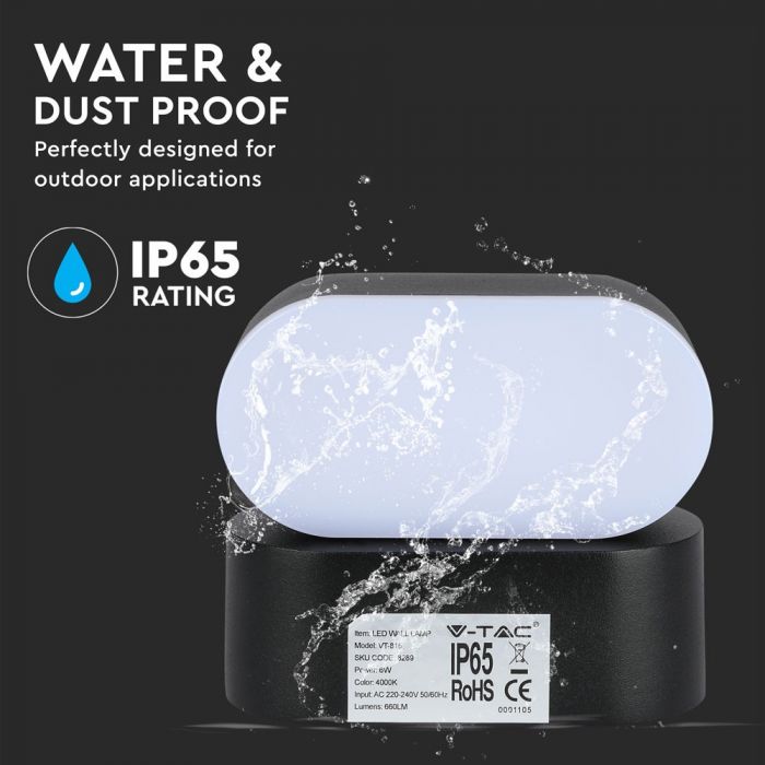 Светодиодный фасадный светильник 6W(660Lm), IP65, V-TAC, нейтральный белый 4000K