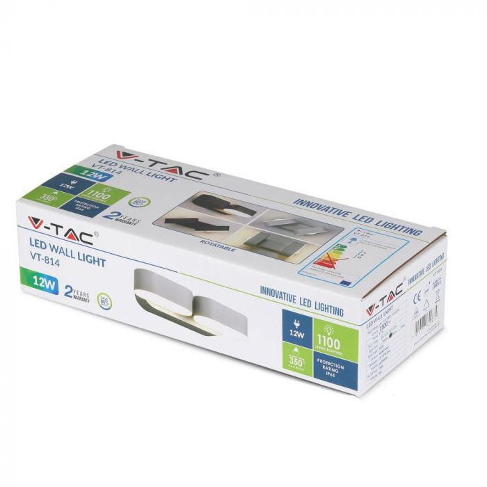 12W(1320Lm) LED double Facade light, V-TAC, IP65, warm white light 3000K