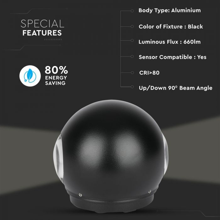 Фасадный светодиодный светильник 6W(660Lm), двунаправленный, IP65, V-TAC, нейтральный белый 4000K
